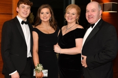 Karl Meegan with Emily, Miriam and Declan MacQuillan at the Dundalk Grammar School Graduation Dance held in the Ballymascanlon Hotel. Picture Ken Finegan/Newspics
