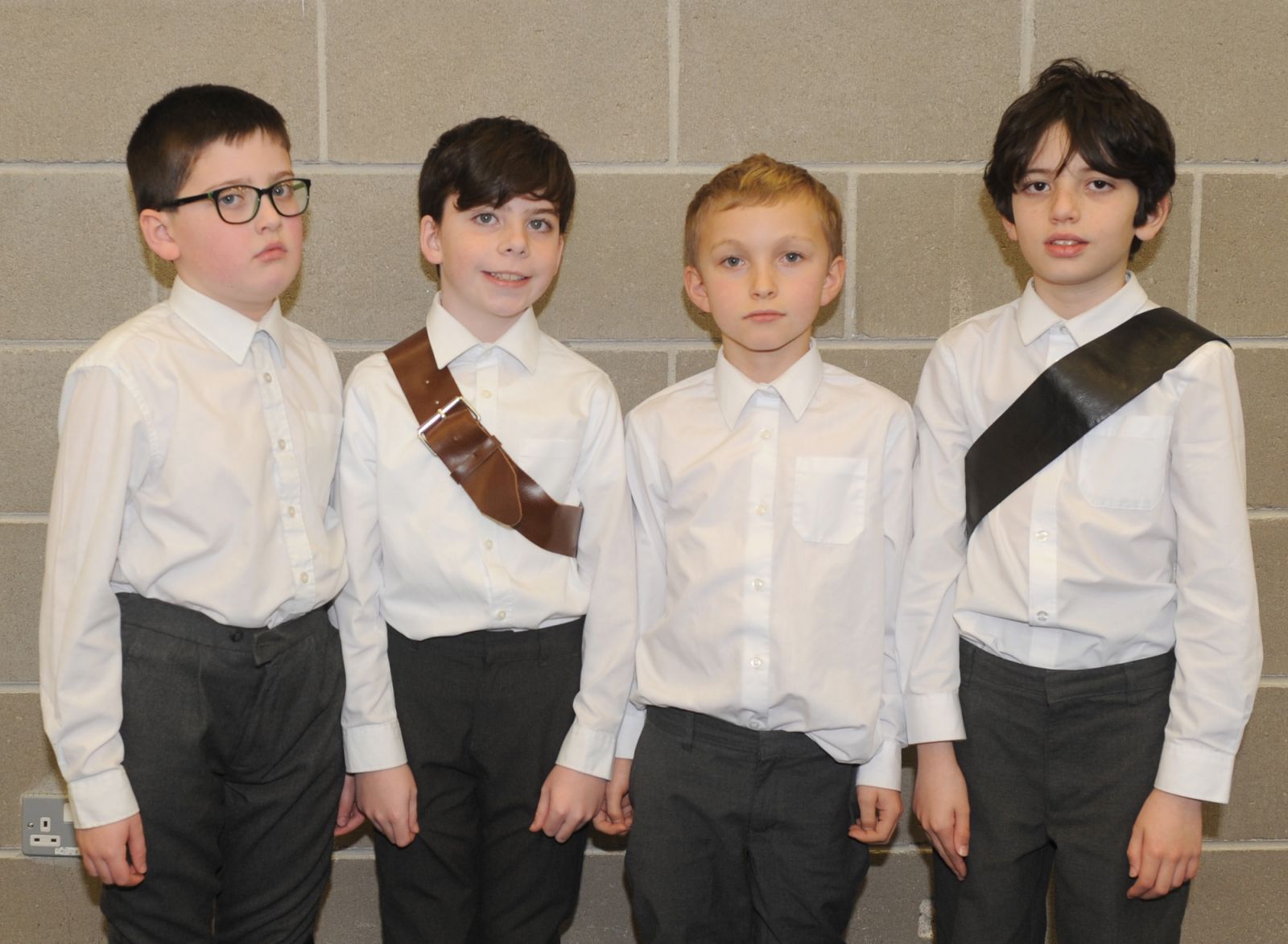 Patrick McElroy, Dáire Clarke, Jack Ives and Conor Landa who were cast members in the Musical 'The Sound of Music' at Dundalk Grammar Junior School. Photo: Aidan Dullaghan/Newspics