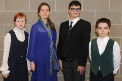 Grace Murphy, Sophie Matthews, Ryan Bradley and Harry Maguire Travers who were cast members in the Musical 'The Sound of Music' at Dundalk Grammar Junior School. Photo: Aidan Dullaghan/Newspics