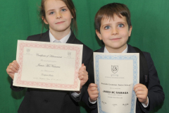 Ruby and James McNamara at the prize giving day in Dundalk Grammar Junior School. Photo: Aidan Dullaghan/Newspics