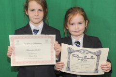 Ruby McNamara and Alicia Grehan at the prize giving day in Dundalk Grammar Junior School. Photo: Aidan Dullaghan/Newspics