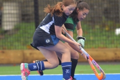 Alicia Coffey, Boyne and Rose Clarke from DGS compete for possession at the official opening of the new hockey pitch in Dundalk Grammar School. Photo: Ken Finegan/www.newspics.ie