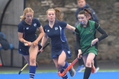 Boyne captain, Aoife Daly makes a break through the DGS defence at the official opening of the new hockey pitch in Dundalk Grammar School. Photo: Ken Finegan/www.newspics.ie