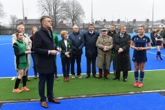 Headmaster Jonathan Graham speaking at the official opening of the new hockey pitch in Dundalk Grammar School. Photo: Ken Finegan/www.newspics.ie