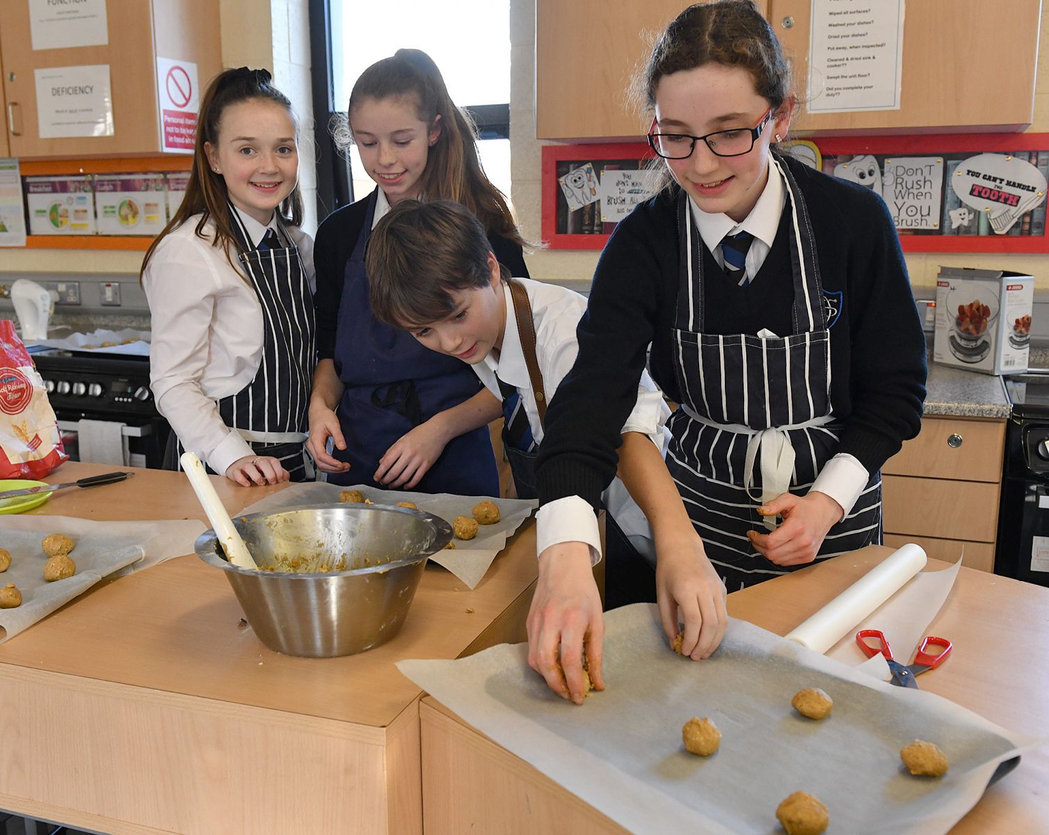 Cookie Time…..Ellie Murphy, Grace Dunne, Patrick Brady-McGrath and Emily Keane at the Dundalk Grammar School Open Day. Picture Ken Finegan/Newspics