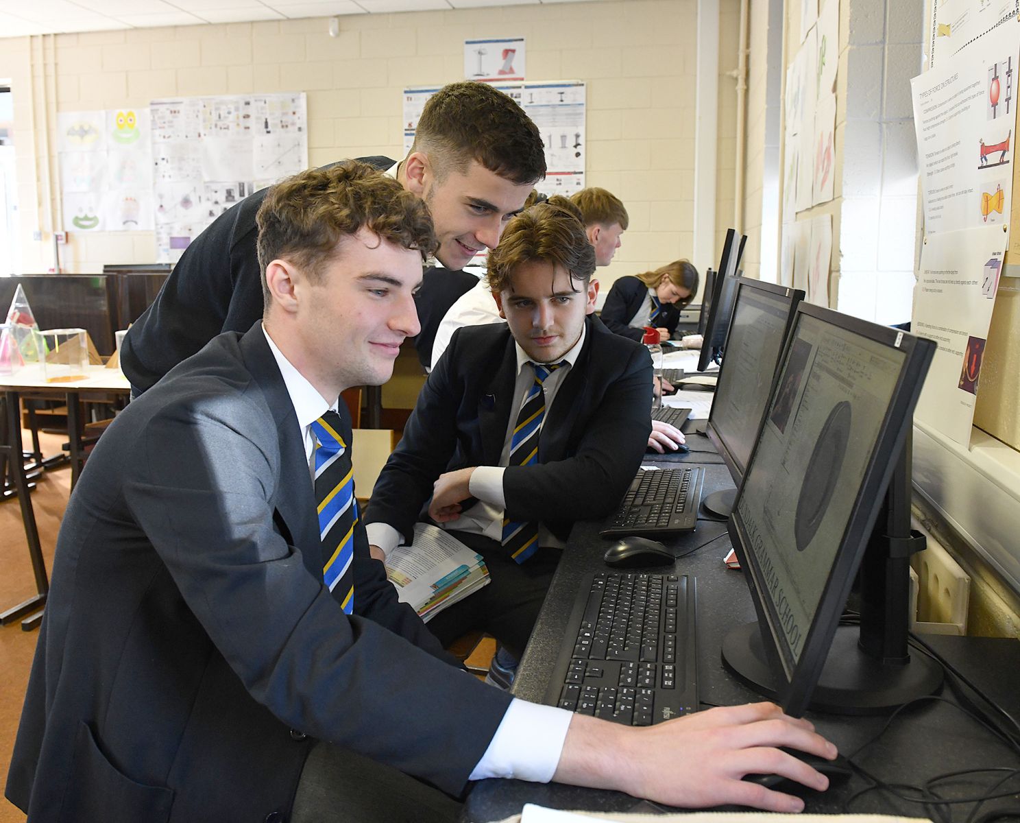 Jonathan Johnston, Oran Hughes and Luke McSherry at the Dundalk Grammar School Open Day. Picture Ken Finegan/Newspics