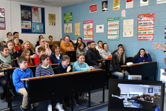 Full House….English teacher Jonathan Farrar with future students and parents at the Dundalk Grammar School Open Day.  Picture Ken Finegan/Newspics