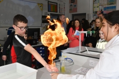Let There be Fire....Isaac Henry on the end of a chemical energy experiment at the Dundalk Grammar School Open Day. Photo: Ken Finegan/www.newspics.ie