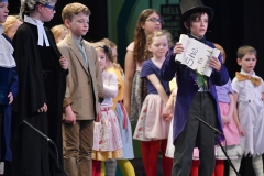 Coroner Thomas  declares that the Wicked Witch is dead in the Dundalk Grammar Junior School's production of 'The Wizard of Oz'. Picture: Ken Finegan