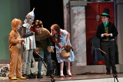 Tin Man, Oliver shows off his new heart to Lion, Jack Weir, Scarecrow, Robyn Murray and Dorothy, Lara Copas just received from the Wizard, Ryan Bradley in the Dundalk Grammar Junior School's production of 'The Wizard of Oz'. Picture: Ken Finegan